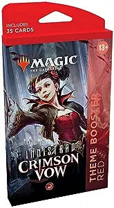 Magic: The Gathering - Innistrad Crimson Vow Theme Booster - The Gathering Innistrad Crimson Vow theme booster pack with vampire-themed artwork on red foil packaging.