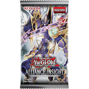 Alliance Insight Booster Pack - Yu-Gi-Oh! Alliance Insight Booster Pack with armored warrior holding a glowing orb, metallic purple and gold design.