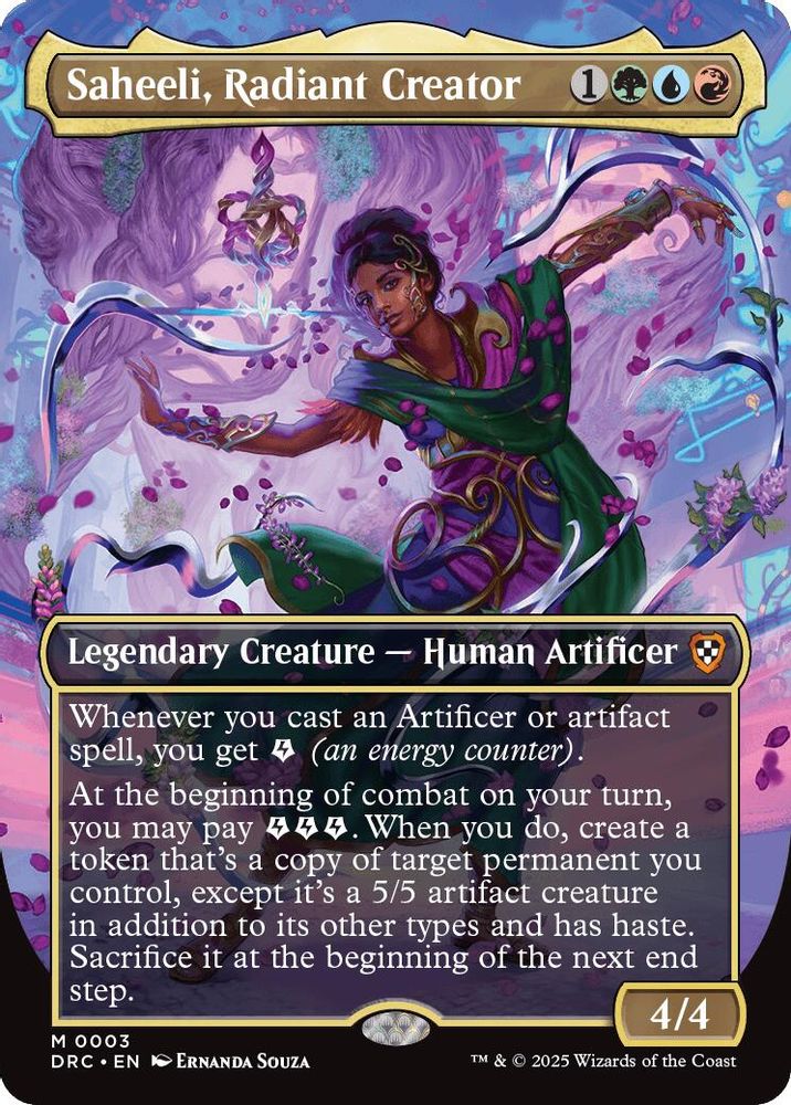 Saheeli, Radiant Creator (Borderless) · 3 · Commander: Aetherdrift · Foil