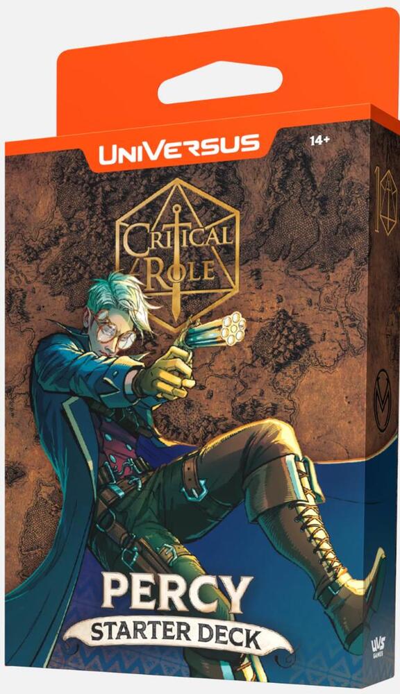 UniVersus CCG: Critical Role - Heroes of Exandria Percy Starter Deck - UniVersus Critical Role Percy Starter Deck box with illustrated character in blue and gold outfit holding a pistol against a