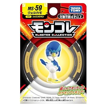 Pokemon MS-59 Quaxwell - Blue and white Quaxwell figurine with aquatic bird features in clear blister pack on red and black Monster Collection card.