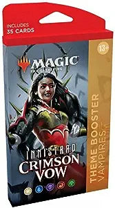 Magic: The Gathering - Innistrad Crimson Vow Theme Booster - The Gathering Innistrad Crimson Vow Theme Booster pack with vampire artwork, red, gray, and gold colors, includes 35 cards.