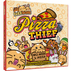 Fuzzballs: Pizza Thief (PREORDER) - Card game box featuring cartoon animals holding pizza slices with playful, colorful lettering on beige background.