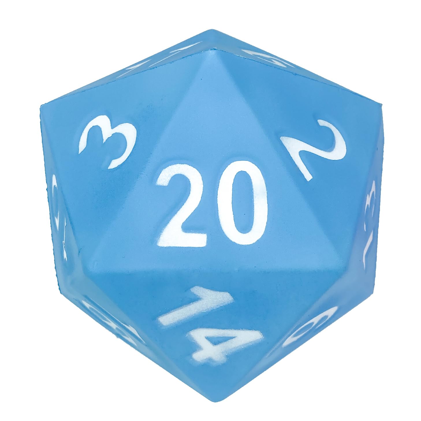 Giant D20 Foam Dice - Light Blue (PREORDER) - Large twenty-sided foam die in light blue with white numbers prominently displayed.