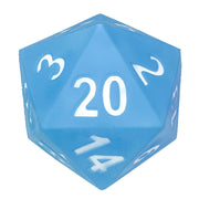 Giant D20 Foam Dice - Light Blue (PREORDER) - Large twenty-sided foam die in light blue with white numbers prominently displayed.