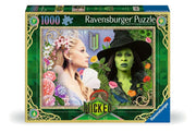 Puzzle: Wicked Act II 1000 Piece - Ravensburger Wicked Act II 1000-piece puzzle box with green border and images of two women, one with pink flowers and the.