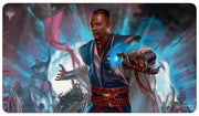 Ultra Pro Playmat - MTG March of the Machine Teferi - The Gathering Ultra Pro playmat featuring a dynamic illustration of Teferi casting blue magic, with swirling blue and red.