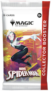 Magic: The Gathering - Marvel's Spider-Man - Collector Booster Pack - The Gathering Marvel's Spider-Man collector booster pack with Spider-Gwen artwork, white and red packaging, containing 15.