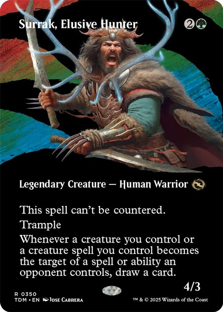 Surrak, Elusive Hunter (Borderless) · 350 · Tarkir: Dragonstorm · Foil