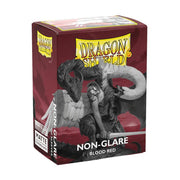 Dragon Shield 100ct Box - Non-Glare Blood Red - Box of 100 matte blood red non-glare card sleeves with dragon artwork on front.