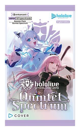 Quintet Spectrum Booster Pack - Hololive Quintet Spectrum booster pack featuring anime-style characters with blue and pink hair, holographic foil packaging.