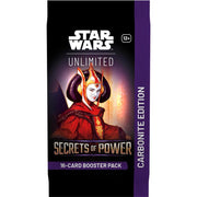 Star Wars: Unlimited - Secrets of Power Carbonite Booster Pack - Star Wars Unlimited Secrets of Power Carbonite Edition booster pack with red-robed regal figure on dark purple and black.