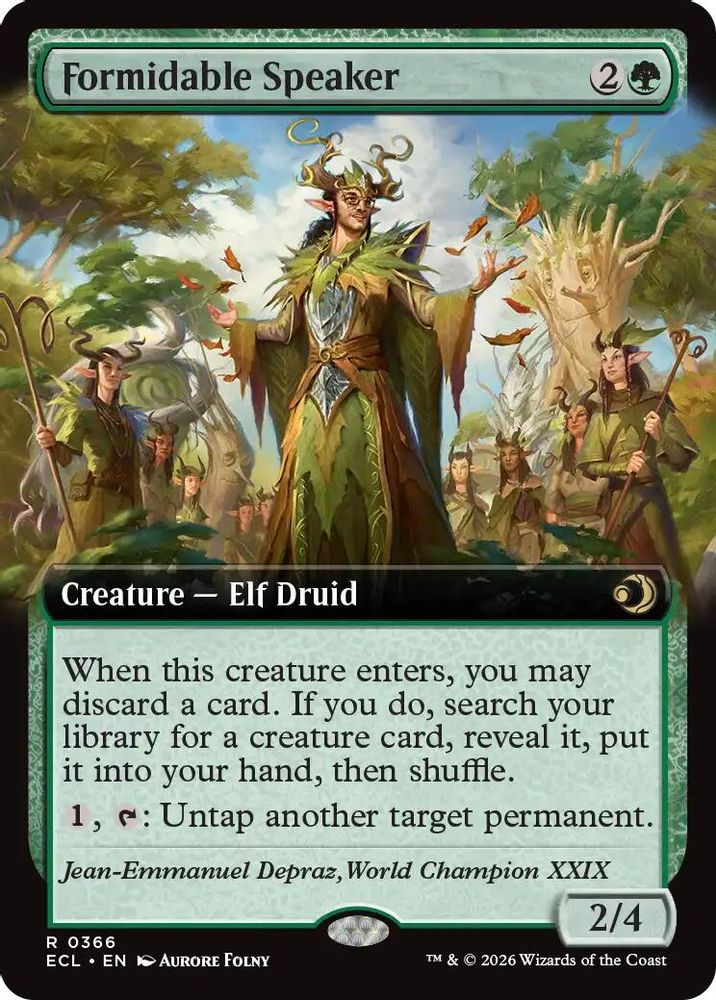 Formidable Speaker (Extended Art) · 366 · Lorwyn Eclipsed · Non-foil