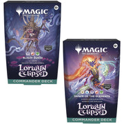 Magic: The Gathering - Lorwyn Eclipsed Commander Deck 2-Pack - The Gathering Lorwyn Eclipsed Commander Deck boxes, one with purple-blue tones and a mystical figure wielding a staff,.