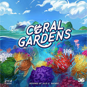 Coral Gardens (PREORDER) - Colorful underwater scene with coral reefs, sea turtle, jellyfish, and tropical fish beneath blue sky and ocean surface.