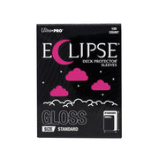 Ultra Pro Eclipse Gloss Deck Protectors: Hot Pink - Black Ultra Pro Eclipse Gloss card sleeves box with hot pink clouds and crescent moon design, 105 count, standard size.