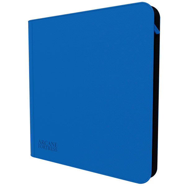 Arcane Fortress 12-Pocket Zippered Binder: Solid Color - Blue - Blue zippered binder with smooth matte finish and rounded corners, 12-pocket storage, subtle embossed logo.