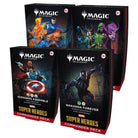 Magic: The Gathering - Marvel Super Heroes - Commander Deck 4-Pack (PREORDER) - The Gathering commander decks featuring Marvel superheroes, each box with vibrant artwork of characters like Captain America