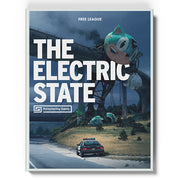 The Electric State RPG: Core Rulebook - Softcover RPG rulebook with dark blue cover featuring a giant mechanical rabbit and a car on a road at dusk.