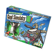 Goat Simulator: The Card Game (PREORDER) - Goat Simulator card game box with cartoon goat character and blue background featuring scattered cards and playful design.