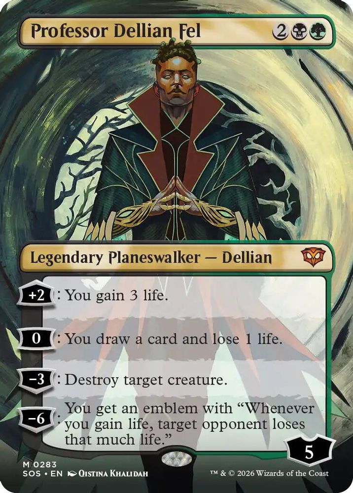 Professor Dellian Fel (Borderless) · 283 · Secrets of Strixhaven · Foil