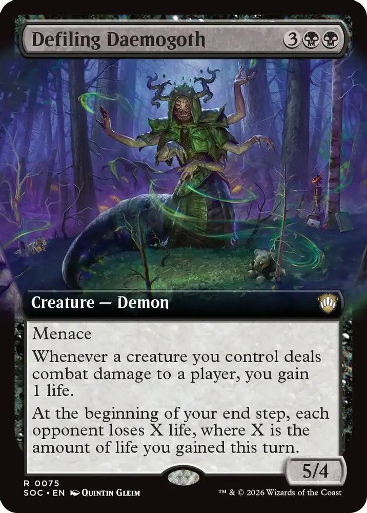 Defiling Daemogoth (Extended Art) · 75 · Commander: Secrets of Strixhaven · Non-foil