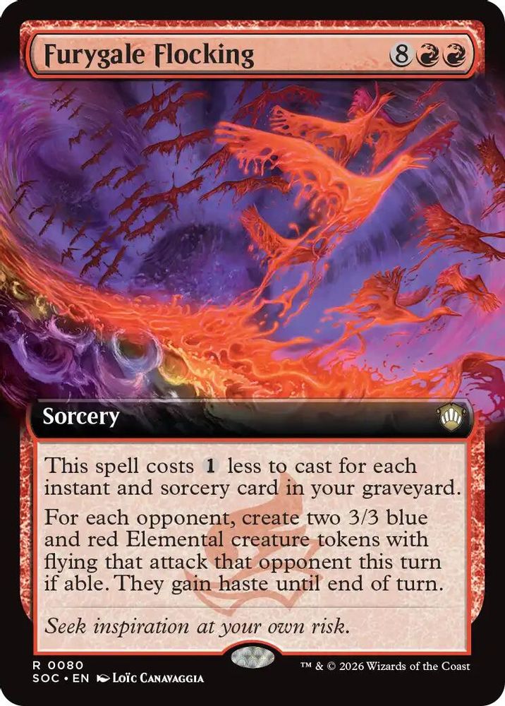 Furygale Flocking (Extended Art) · 80 · Commander: Secrets of Strixhaven · Non-foil