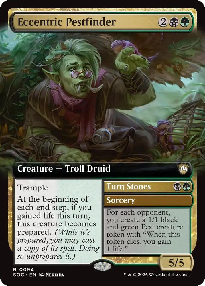 Eccentric Pestfinder (Extended Art) · 94 · Commander: Secrets of Strixhaven · Non-foil