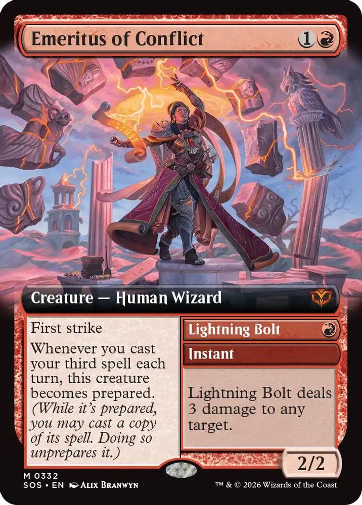 Emeritus of Conflict (Extended Art) · 332 · Secrets of Strixhaven · Foil