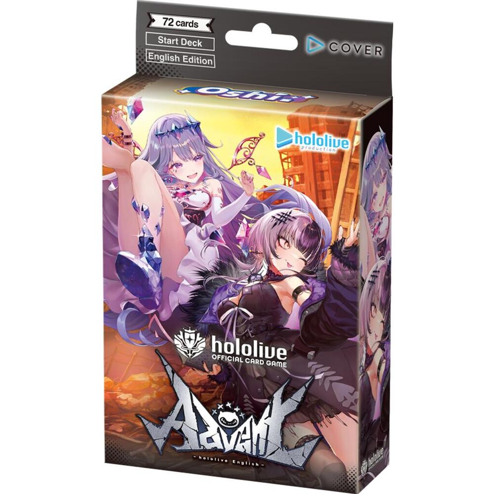 hololive OCG: Oshi Advent Starter Deck - Hololive OCG Oshi Advent Starter Deck card game box with anime characters and purple-orange fantasy artwork.