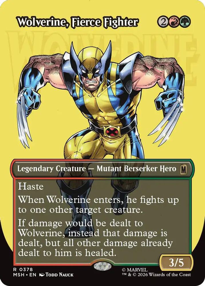 Wolverine, Fierce Fighter (Borderless) · 378 · Marvel Super Heroes · Foil