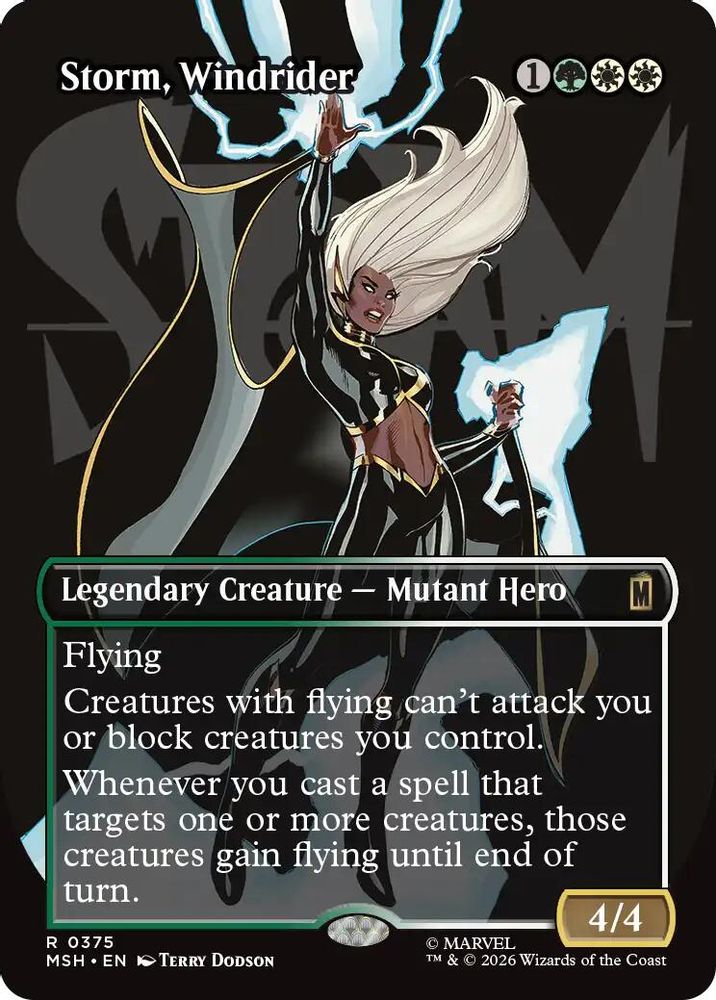 Storm, Windrider (Borderless) · 375 · Marvel Super Heroes · Non-foil