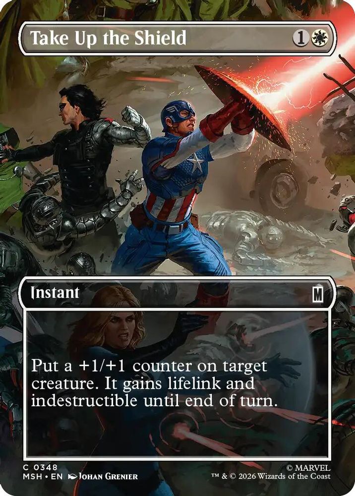 Take Up the Shield (Borderless) · 348 · Marvel Super Heroes · Non-foil