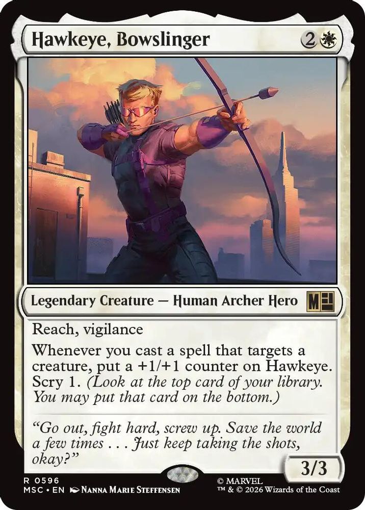 Hawkeye, Bowslinger · 596 · Commander: Marvel Super Heroes · Foil