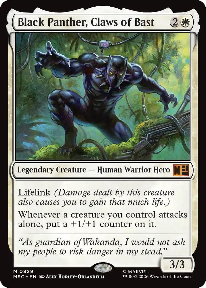 Black Panther, Claws of Bast · 829 · Commander: Marvel Super Heroes · Foil