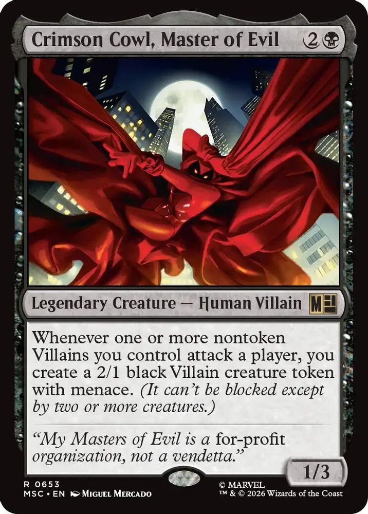 Crimson Cowl, Master of Evil · 653 · Commander: Marvel Super Heroes · Non-foil