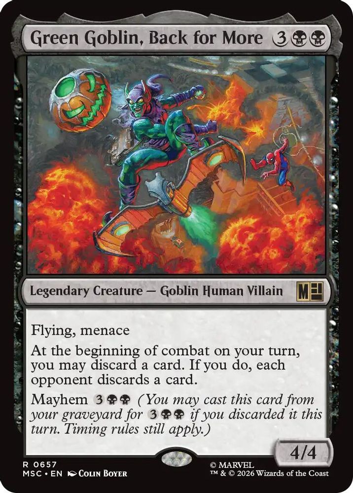 Green Goblin, Back for More · 657 · Commander: Marvel Super Heroes · Non-foil