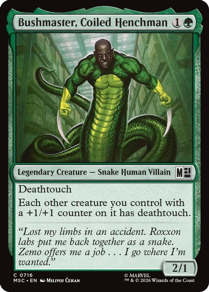 Bushmaster, Coiled Henchman · 716 · Commander: Marvel Super Heroes · Foil