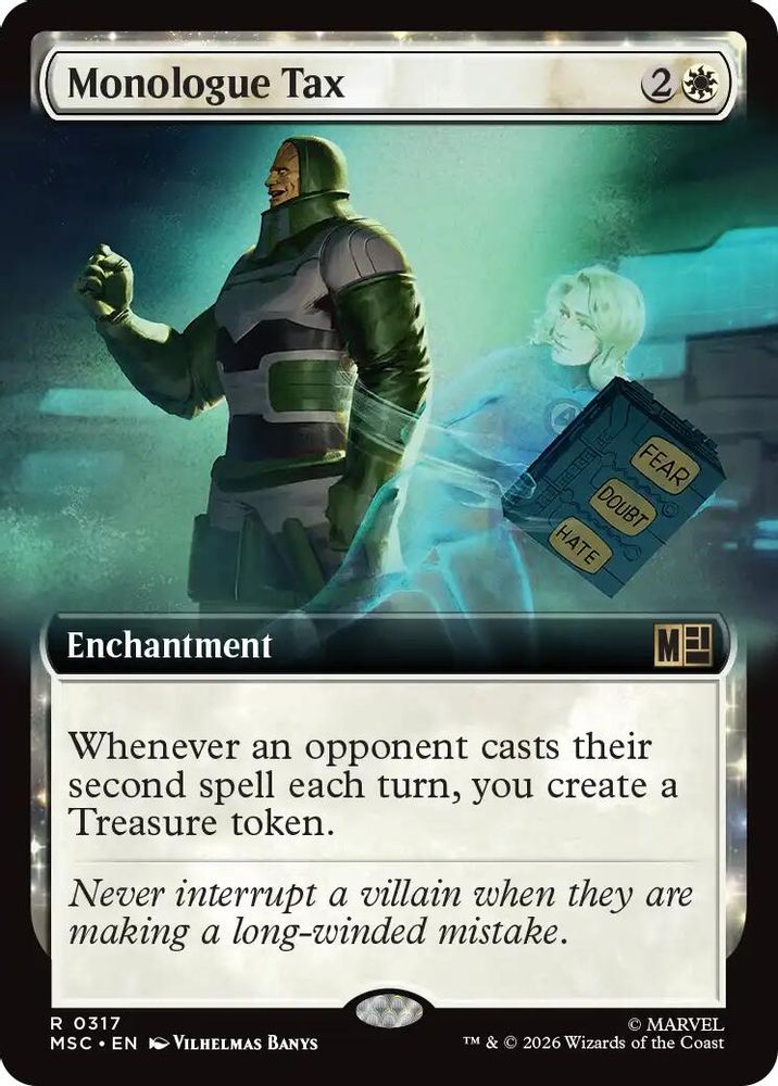 Monologue Tax (Extended Art) · 317 · Commander: Marvel Super Heroes · Non-foil