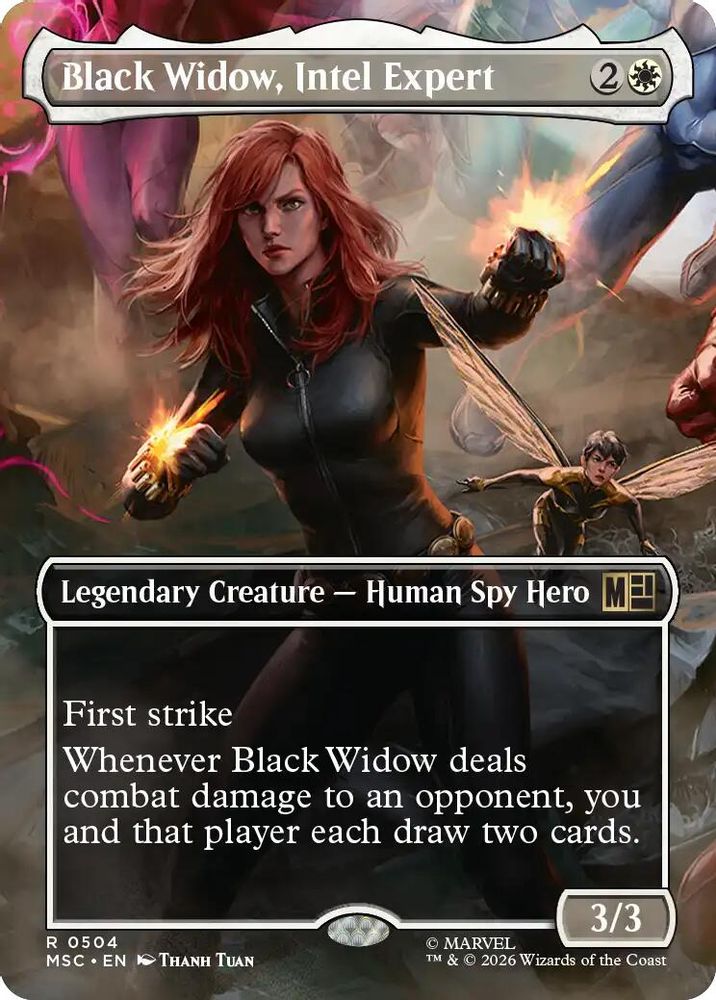 Black Widow, Intel Expert (Borderless) · 504 · Commander: Marvel Super Heroes · Non-foil