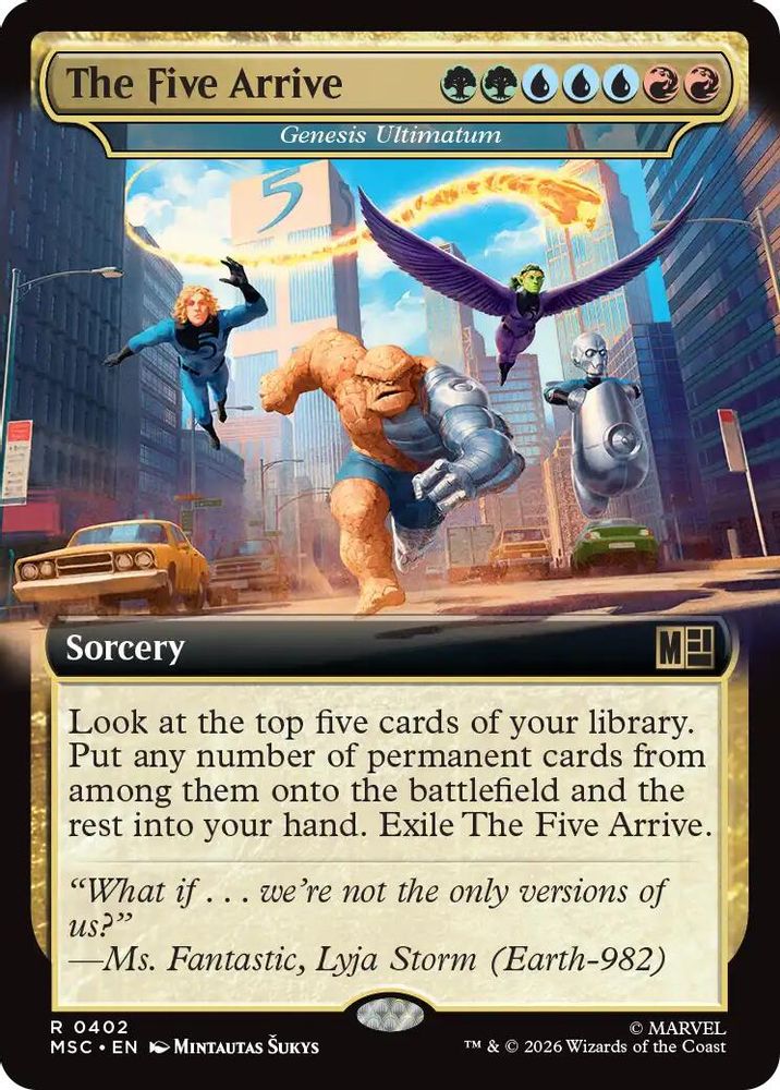 The Five Arrive - Genesis Ultimatum (Extended Art) · 402 · Commander: Marvel Super Heroes · Non-foil