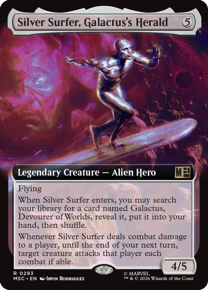 Silver Surfer, Galactus's Herald (Extended Art) · 293 · Commander: Marvel Super Heroes · Non-foil