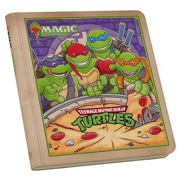 Ultimate Guard 24-Pocket Zipfolio 480 Portfolio: Teenage Mutant Ninja Turtles - Pizza Box - Colorful portfolio with Teenage Mutant Ninja Turtles characters and pizza slice design, beige spine, zippered edges.