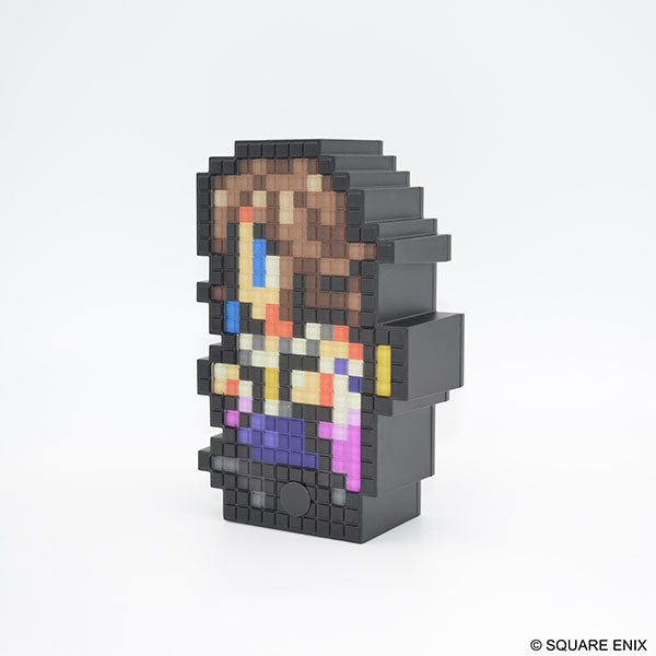 Final Fantasy Pixelight Neo: FFRK Yuna (PREORDER) - 3D pixel art figure of Yuna from Final Fantasy with brown hair, blue eyes, and a purple, white, and yellow outfit.