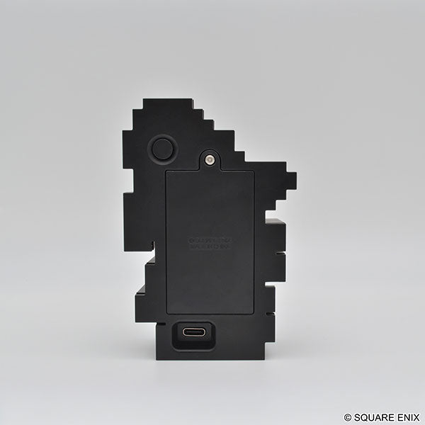 Final Fantasy Pixelight Neo: FFRK Vivi Ornitier (PREORDER) - Black pixelated block-shaped electronic device with USB-C port and circular button on flat back surface.