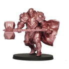 Vallejo True Metallic Metal Light: Ruby Red (18ml) - Metallic ruby red painted miniature knight holding a large hammer and shield on a round black base.