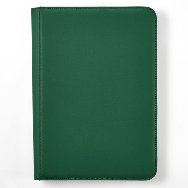 Arcane Fortress 9-Pocket Zippered Binder: Solid Color - Green - Green zippered binder with smooth solid cover and rounded edges.