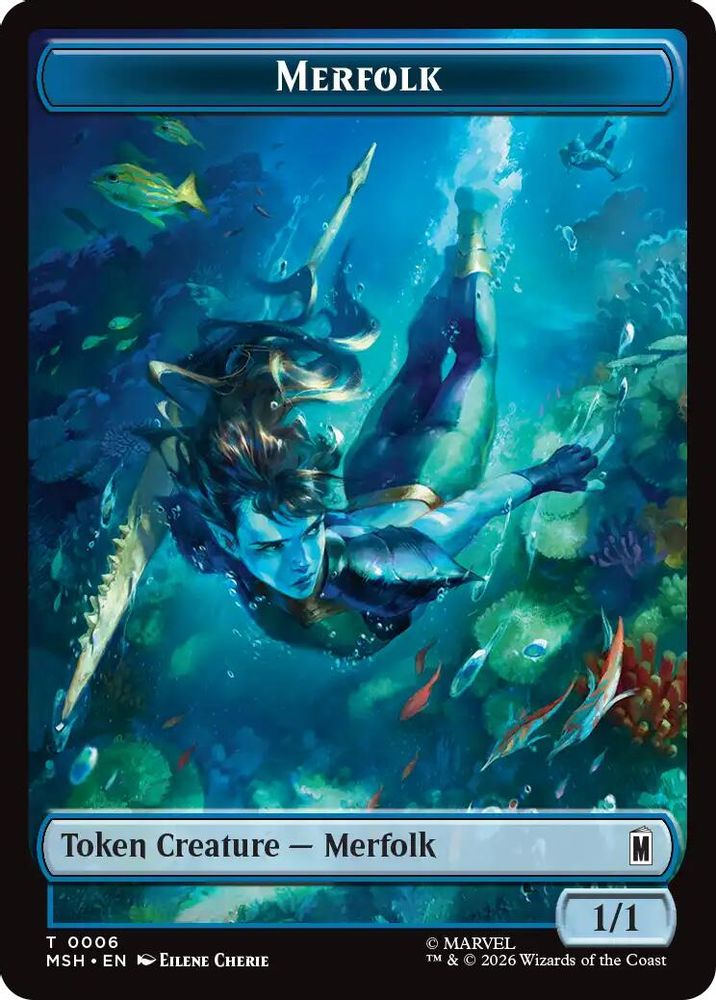 Merfolk // Doombot Double-Sided Token · 6 // 18 · Marvel Super Heroes · Foil