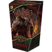 Flesh and Blood: Rhinar Armory Deck - Flesh and Blood Rhinar Armory Deck box featuring armored warrior wielding a large weapon against a dark, fiery background.