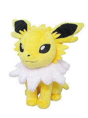 Pokémon All Star Collection - Jolteon Plush, 6.5" - Yellow and black Jolteon plush with white collar, standing pose, soft fabric, 6.5 inches tall.